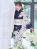 画像2: 送料無料！【即日発送】Riuコラボ ノーブルネイビー百合浴衣【浴衣３点セット 浴衣/帯/下駄】[OF04] (2)