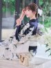 画像5: 送料無料！【即日発送】Riuコラボ ノーブルネイビー百合浴衣【浴衣３点セット 浴衣/帯/下駄】[OF04] (5)
