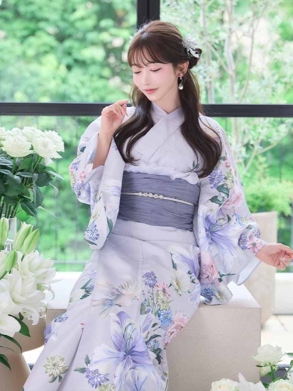画像12: 送料無料！【即日発送】Riuコラボ ロマンティックニュアンスブーケ浴衣【浴衣３点セット 浴衣/帯/下駄】[OF04]