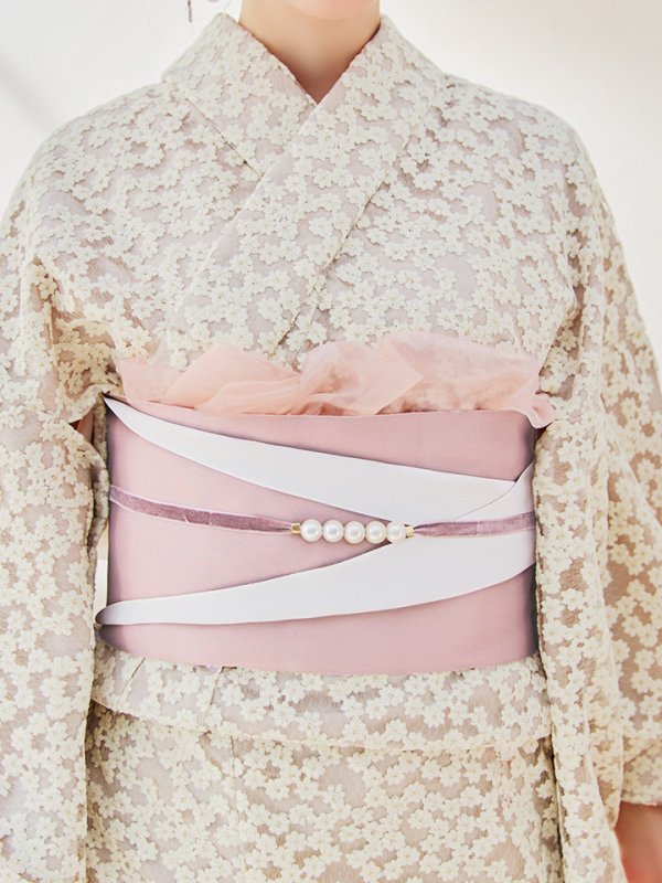 画像17: 【即日発送】くすみピンク地×小花レース浴衣 【浴衣３点セット 浴衣/帯/下駄】[YMT]