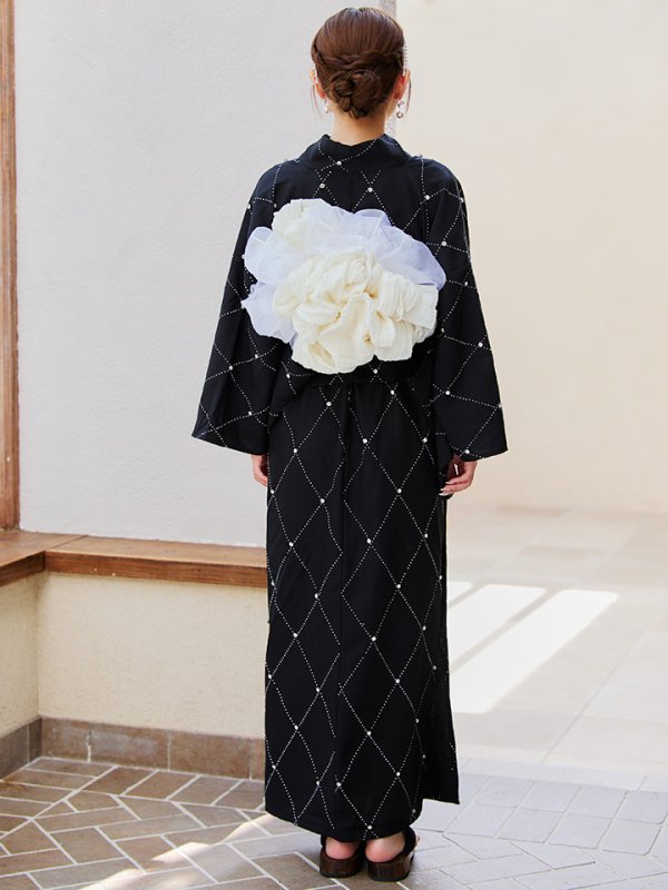 画像19: 【即日発送】セパレートアーガイルビジュー浴衣【浴衣4点セット 浴衣/帯/下駄】[YMT]