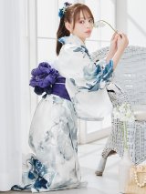 【予約 / 5月中旬発送予定】セパレートグラデーションブルーグリーン浴衣 OBI-g-500-kj-9-NV / HIMO-900-yn-4-GYxGY / HEKO-800-sb-5-W / YA-73-kn-BLGR / GETA-01-kj-3-IV/ [y/OF01]