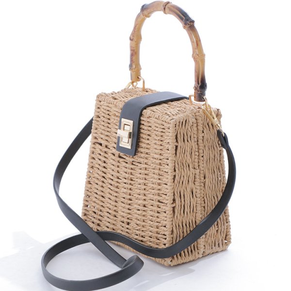 画像4: バンブーハンドル/レザー×スプリットラタンカゴバッグ[HC02]