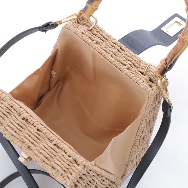 画像6: バンブーハンドル/レザー×スプリットラタンカゴバッグ[HC02]