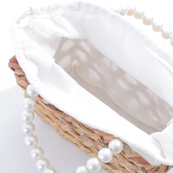 画像4: パールハンドル八つ編み台形カゴバッグ[YMT]