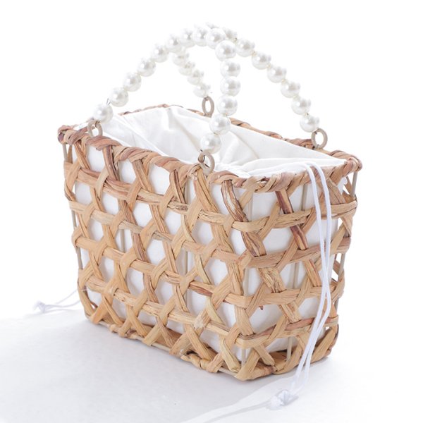 画像5: パールハンドル八つ編み台形カゴバッグ[YMT]