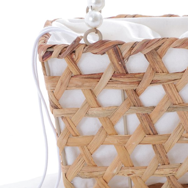 画像6: パールハンドル八つ編み台形カゴバッグ[YMT]