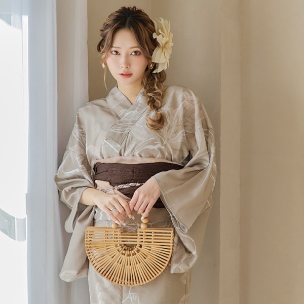 画像5: 木製ハンドル付き竹編み半円カゴバッグ[YMT]