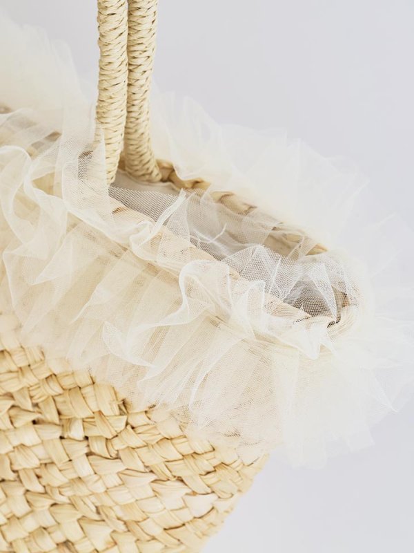 画像7: フリルチュールカゴバッグ【2カラー】