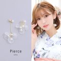【アクセサリー：ピアス】【浴衣小物：アクセサリー】アシンメトリーフラワーペタルピアス[HC02]