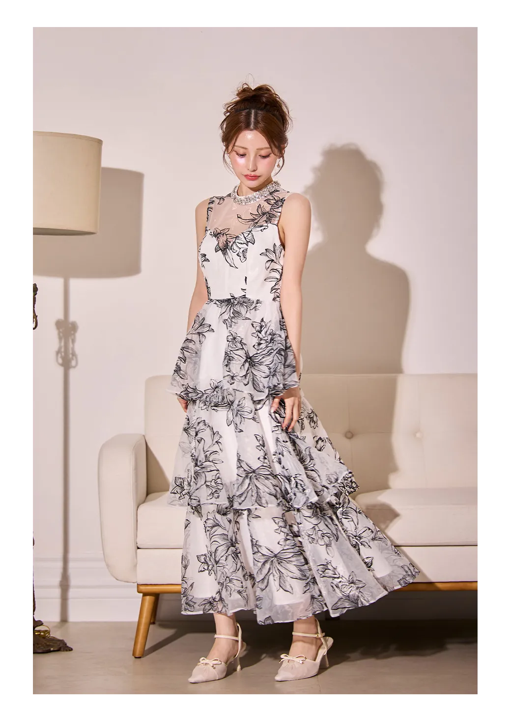 カットアウトビジューキャミソールドレス／キャバドレス2