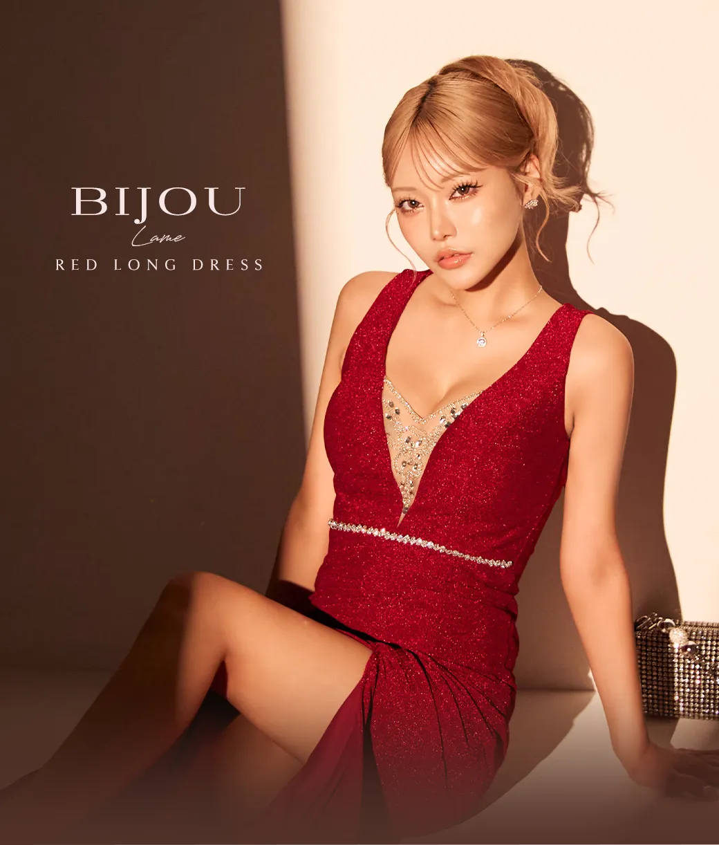 フロントビジューラメロングドレス