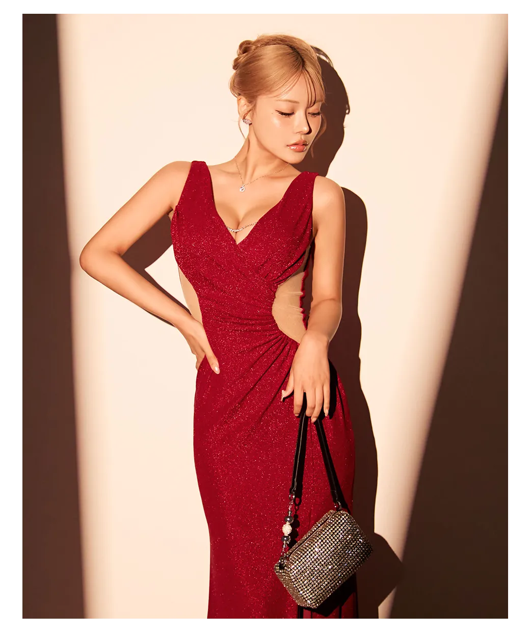 ビジューリボンマーメイドミニドレス/キャバドレス3