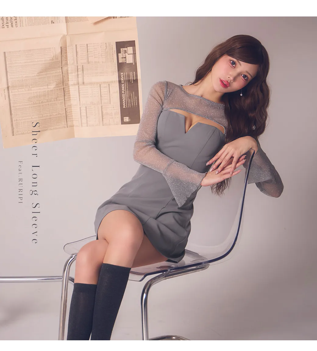 ビジューリボンマーメイドミニドレス/キャバドレス3