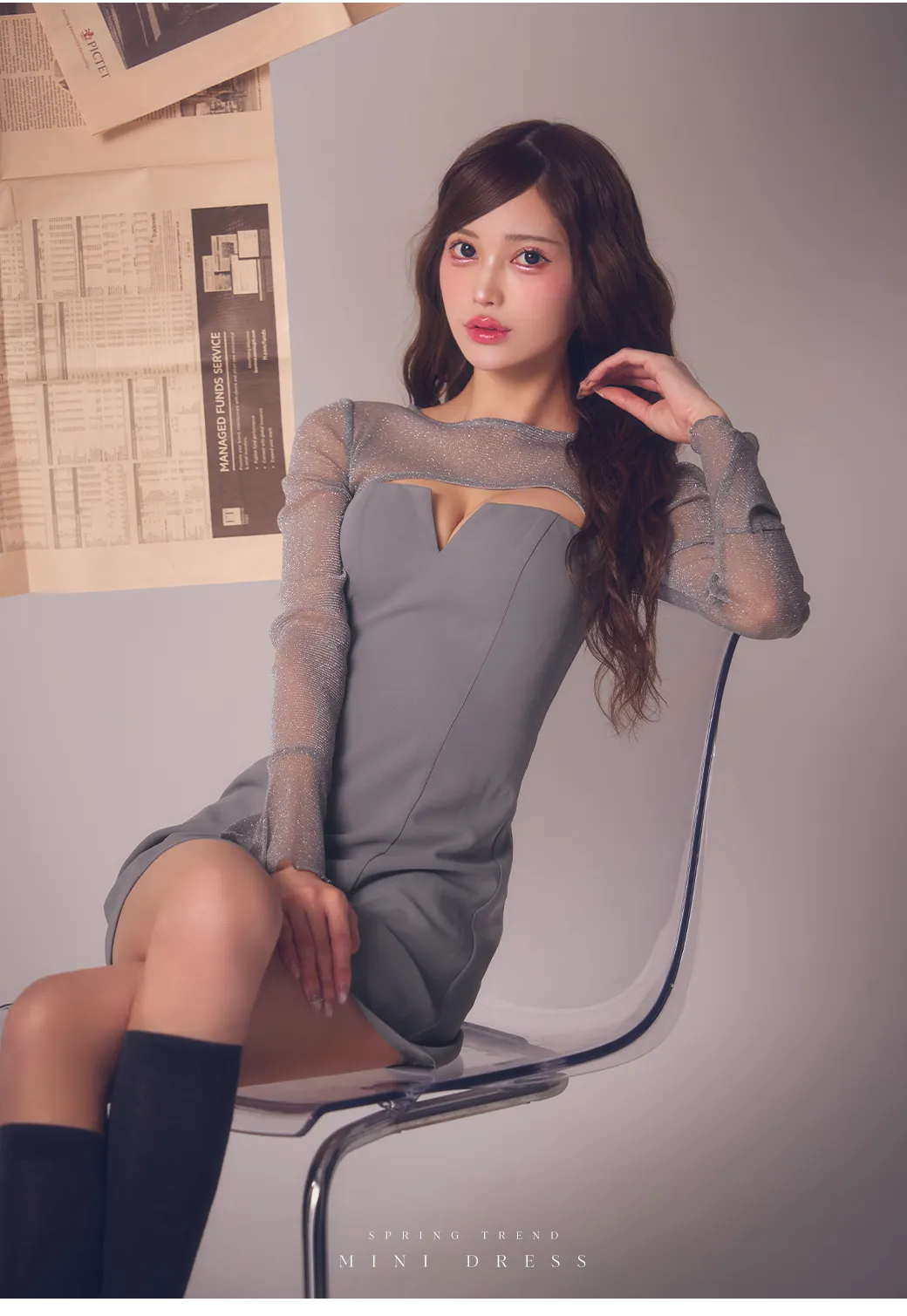 ビジューリボンマーメイドミニドレス/キャバドレス3