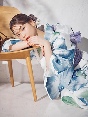 水彩朝顔柄浴衣