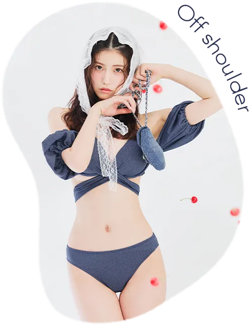 【ビキニ】【水着】オフショルデニムビキニ 2点セット
