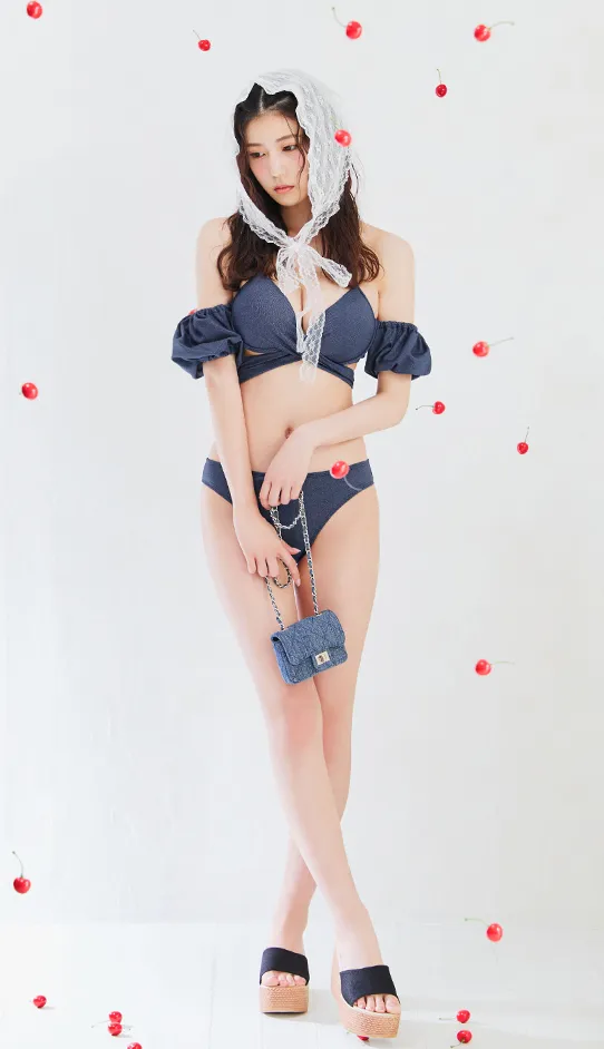 【ビキニ】【水着】オフショルデニムビキニ 2点セット3