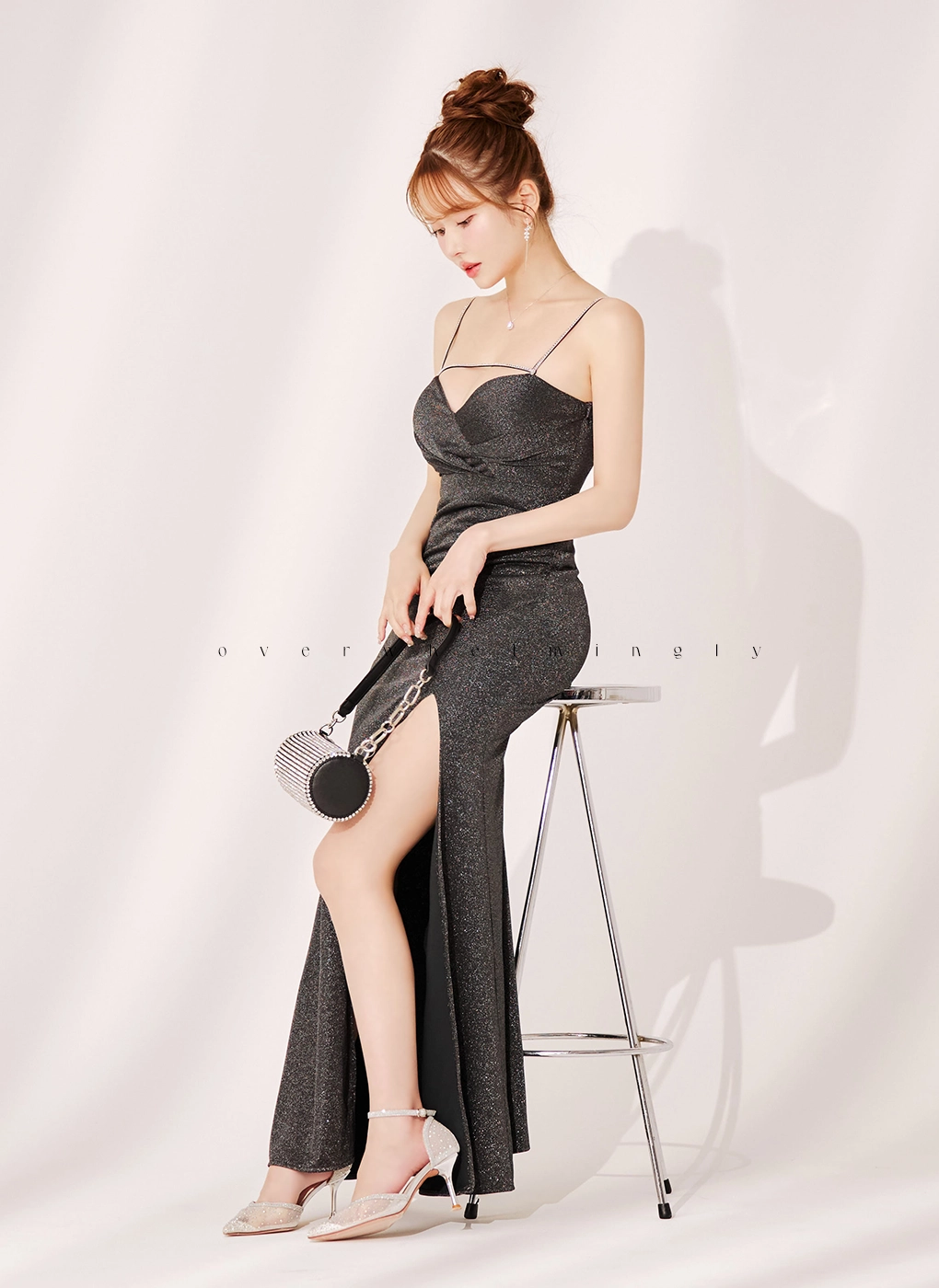 ゴージャスラメビジューキャミソールロングドレス/キャバドレス7