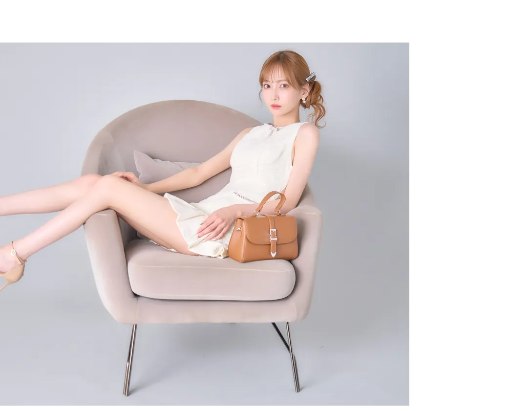 リボンビジューツイードプリーツミニドレス/キャバドレス2