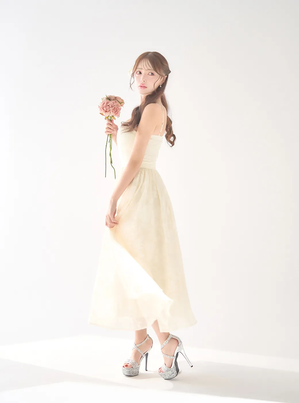 【sifeel/シフィール】花柄シフォンレイヤードキャミワンピースドレス/キャバドレス