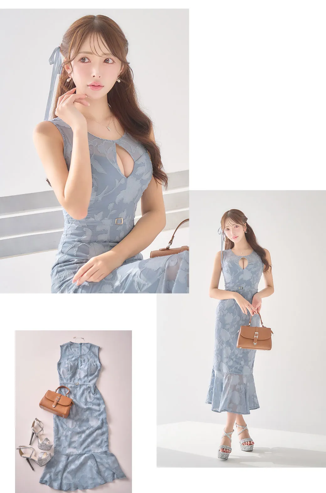 【sifeel/シフィール】フラワー刺繍マーメイドワンピースドレス/キャバドレス
