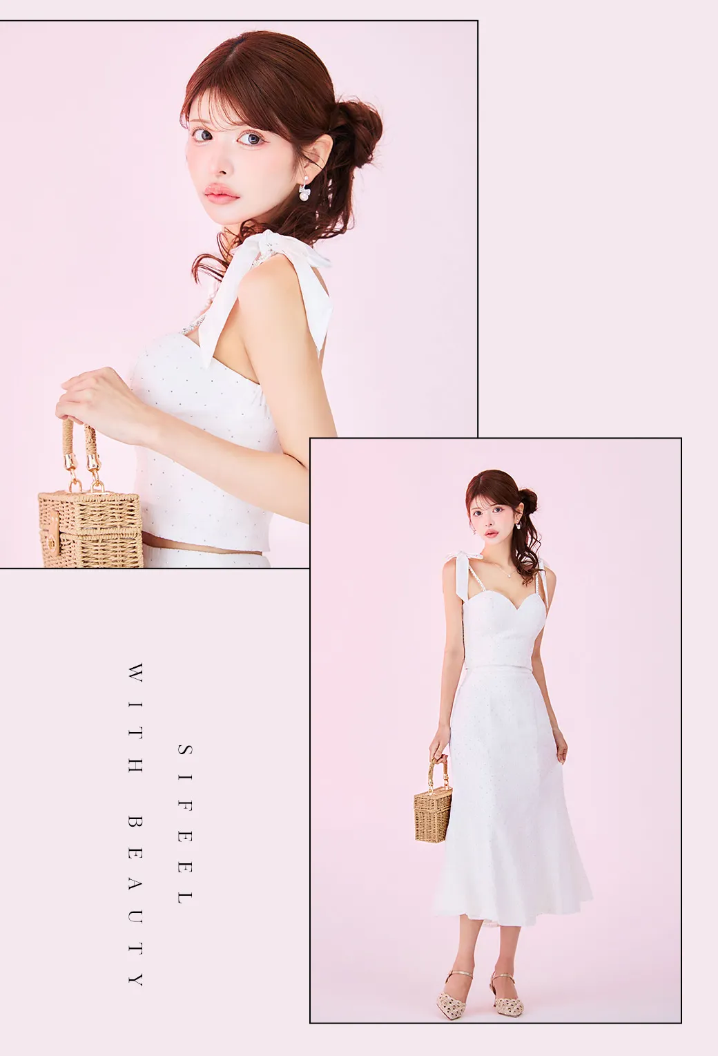 【sifeel/シフィール】リボンキャミソールミディアムセットアップドレス/キャバドレス