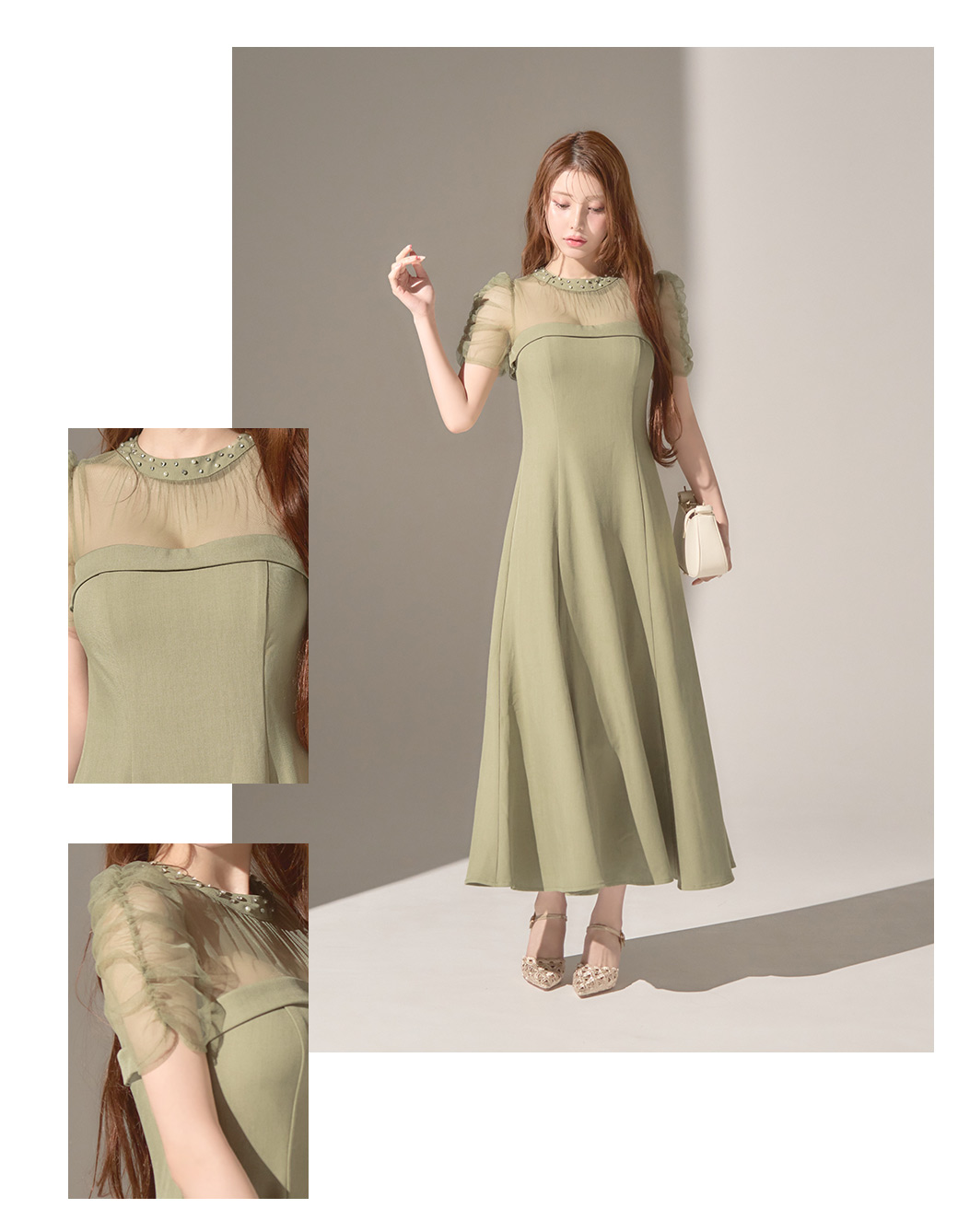 【sifeel/シフィール】シアーショルダーフレアワンピース/キャバドレス