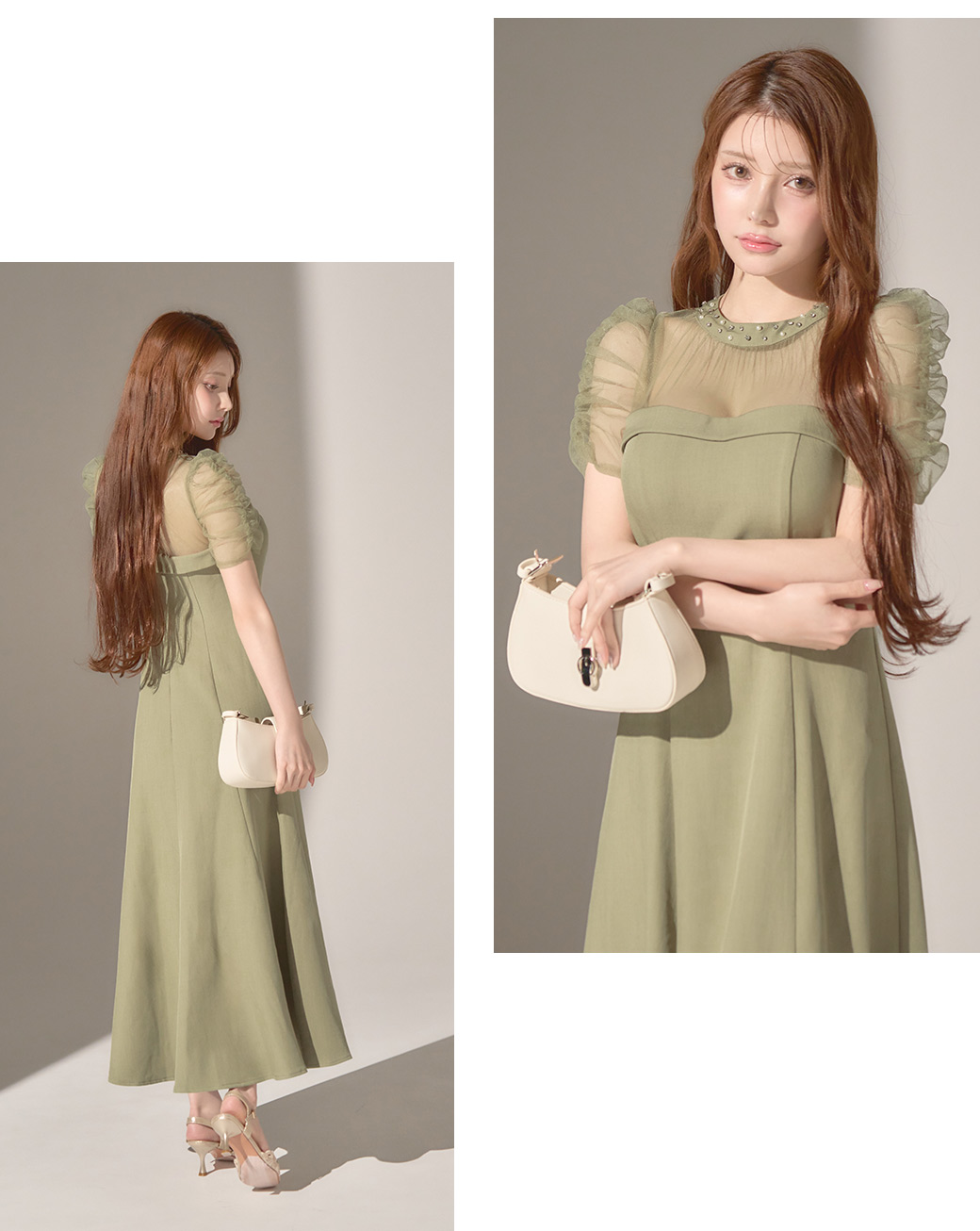 【sifeel/シフィール】シアーショルダーフレアワンピース/キャバドレス