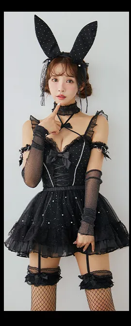【マリームーンコラボ】【ハロウィン】2wayハーネスネックバニー【コスプレ6点セット】【XS-Lサイズ/3カラー】