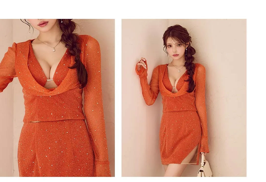 フロントジップリボンスタッズタイトミニドレス/キャバドレス2