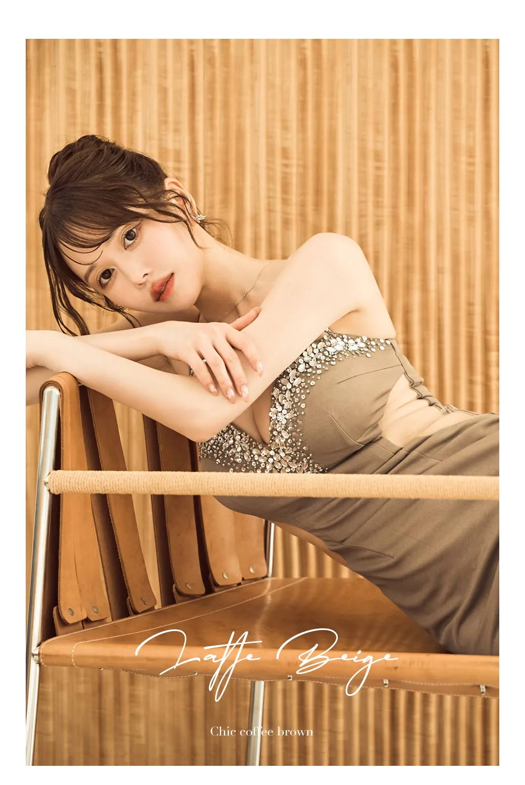 フロントジップリボンスタッズタイトミニドレス/キャバドレス3