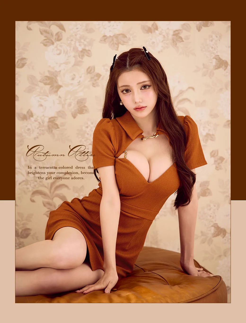 フロントジップリボンスタッズタイトミニドレス/キャバドレス3