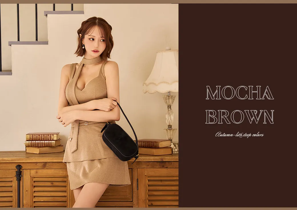 ショルダーリボンビジューフレアミニドレス4