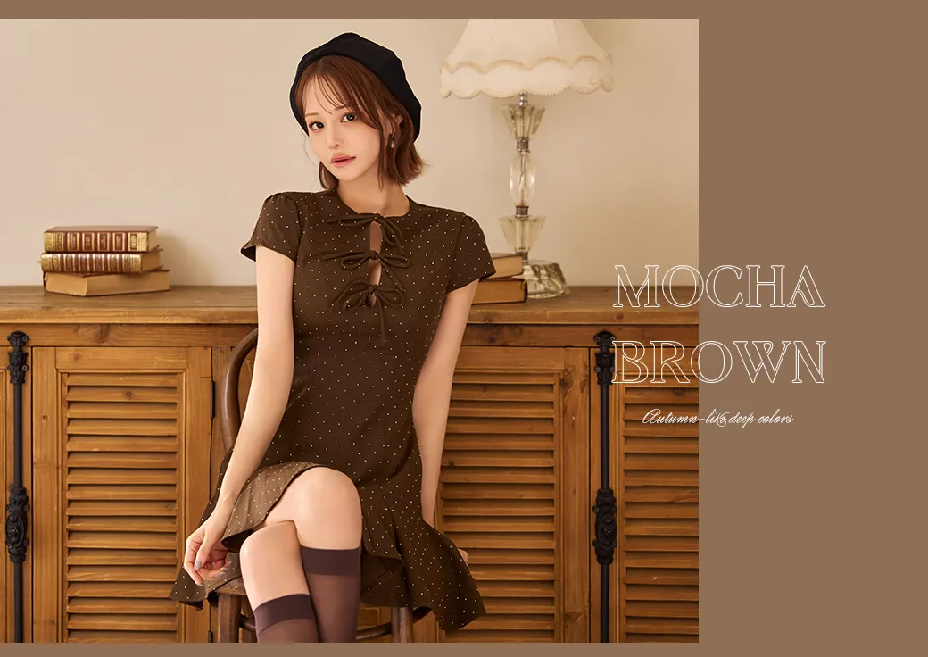 リボンビジューフレアミニドレス/キャバドレス5