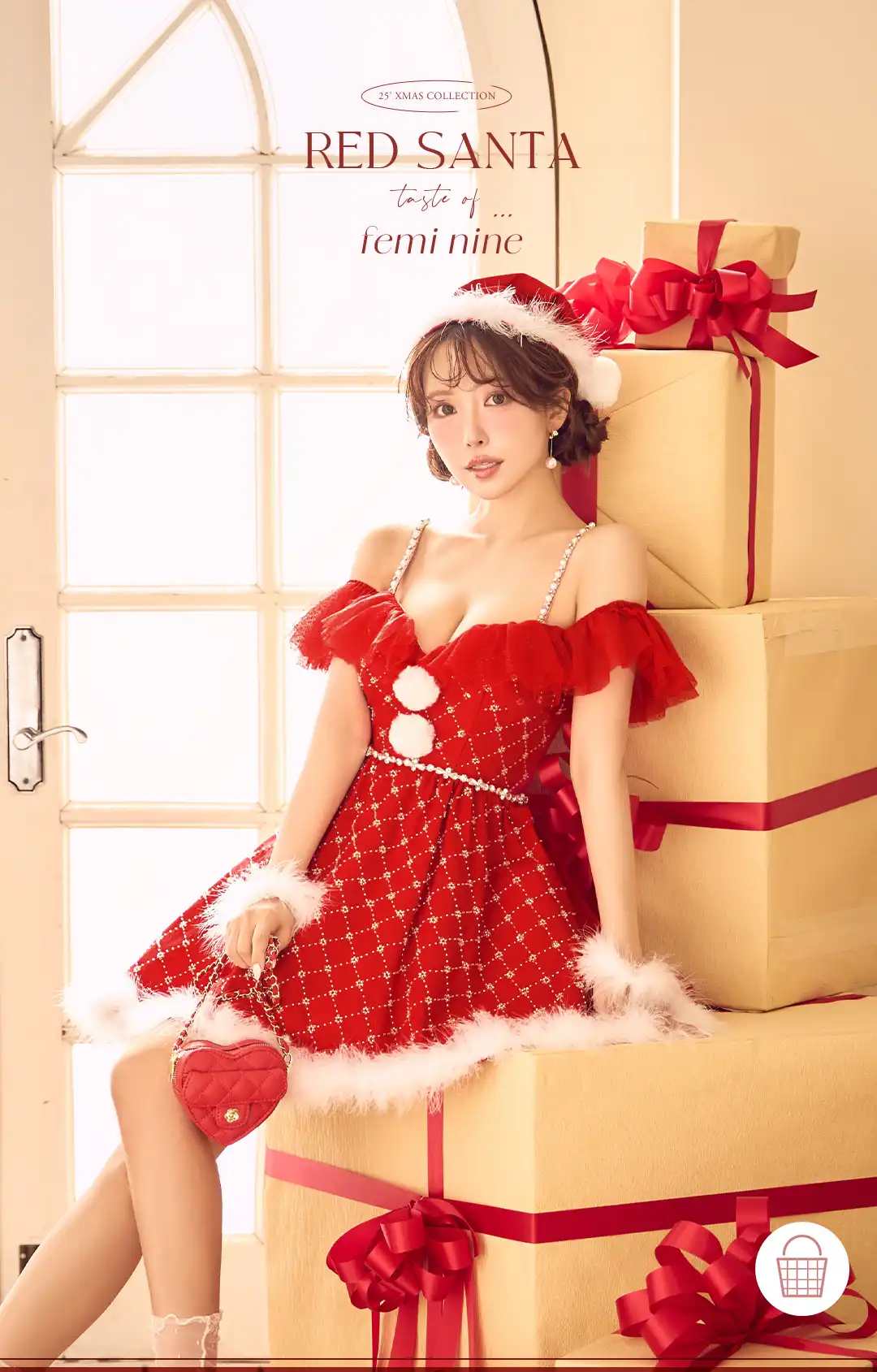 【サンタ】ファーショルダーシースルーフレアサンタコスプレ【コスプレ5点セット】1