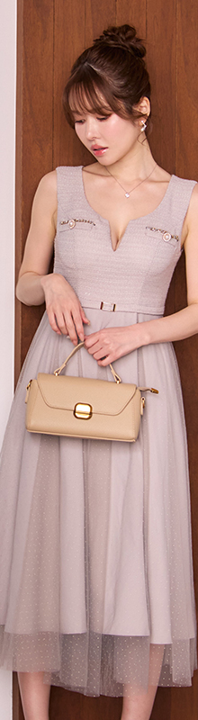 【sifeel/シフィール】ウエストベルトチュールフレアワンピース/キャバドレス