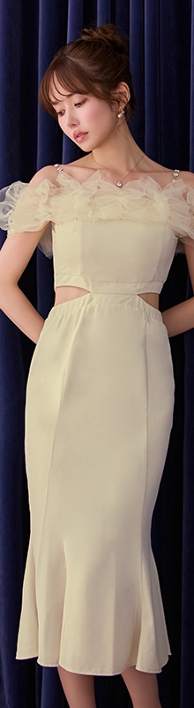 ウエストカットフリルマーメイドドレス/キャバドレス