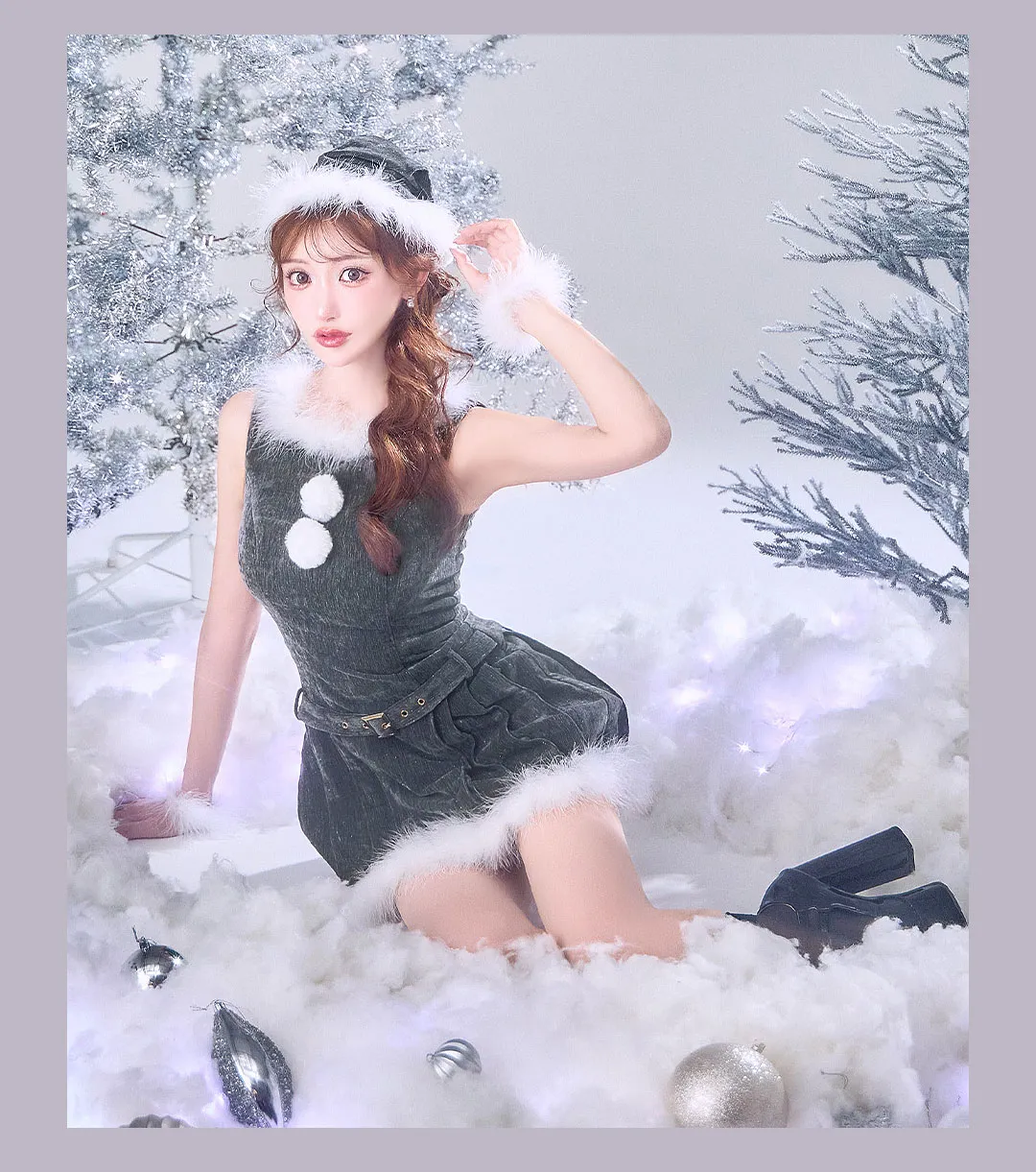 グレー×ベージュの大人カジュアルサンタ10