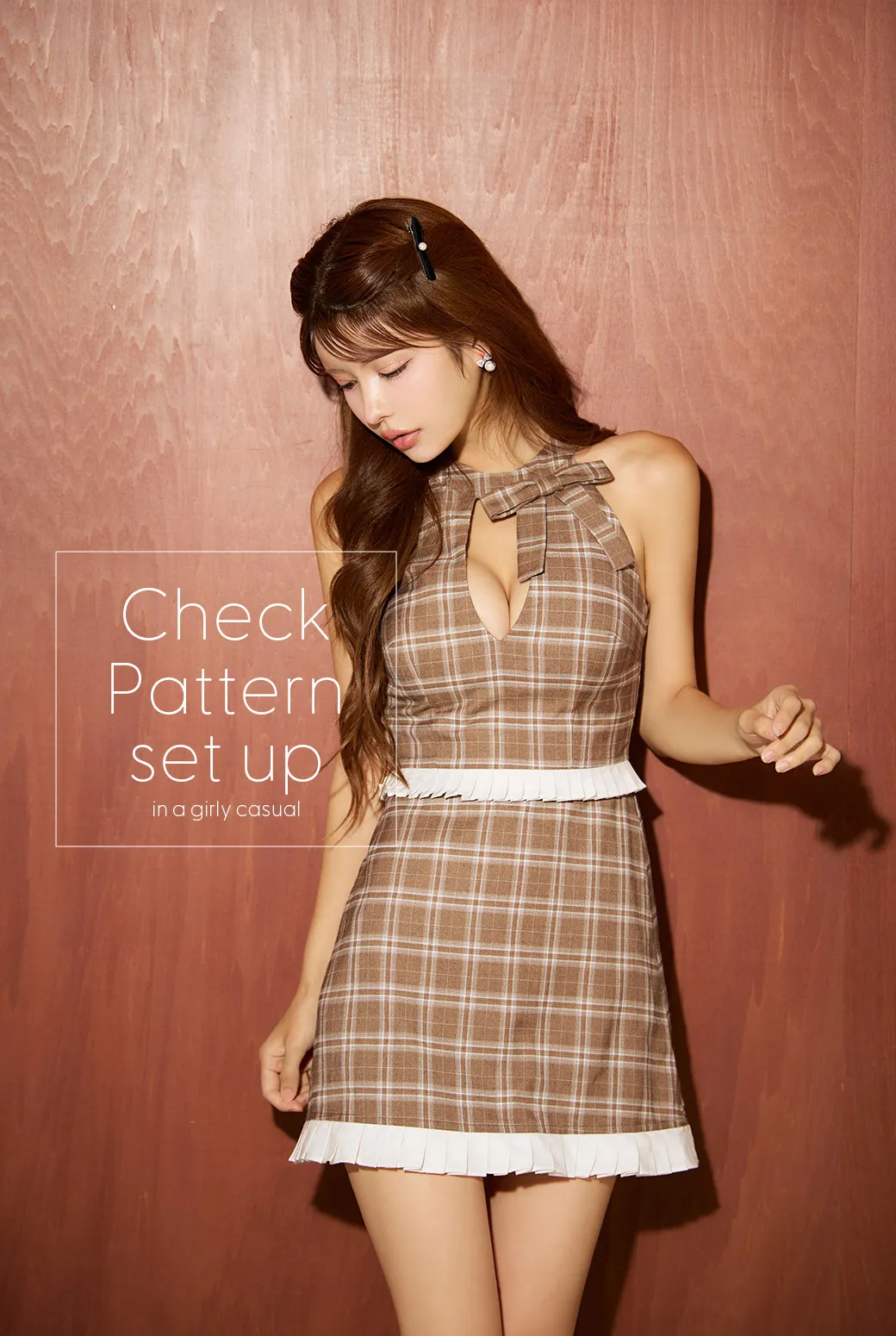 ビジューリボンキャミプリーツミニドレス/キャバドレス【XS-Mサイズ/1カラー】