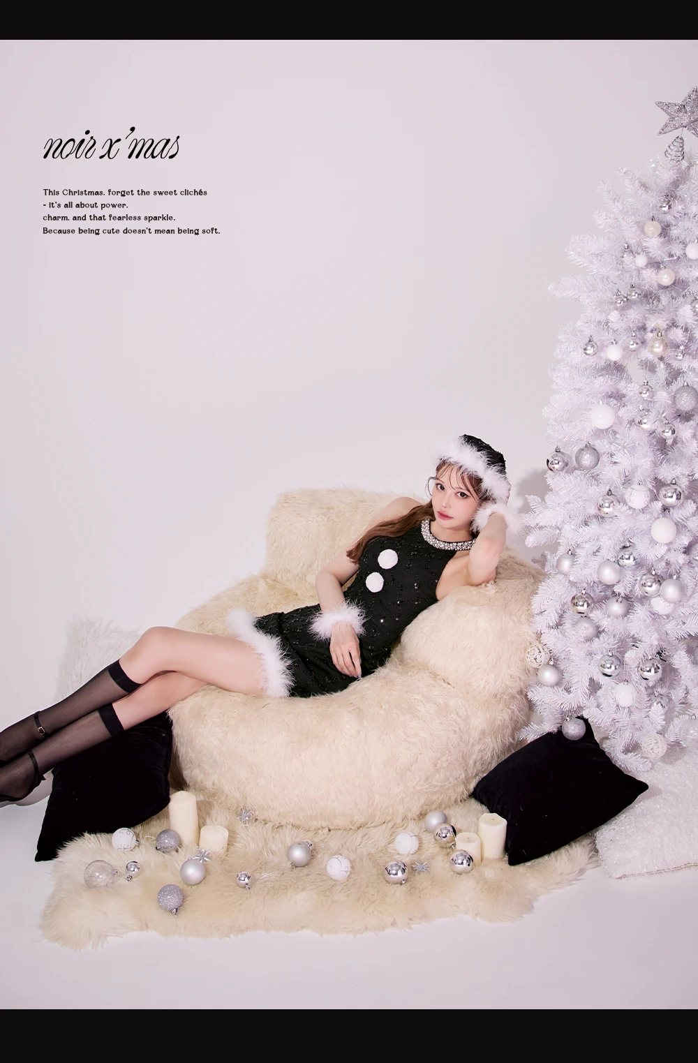 サイドリボンツイードビジューサンタコスプレ1