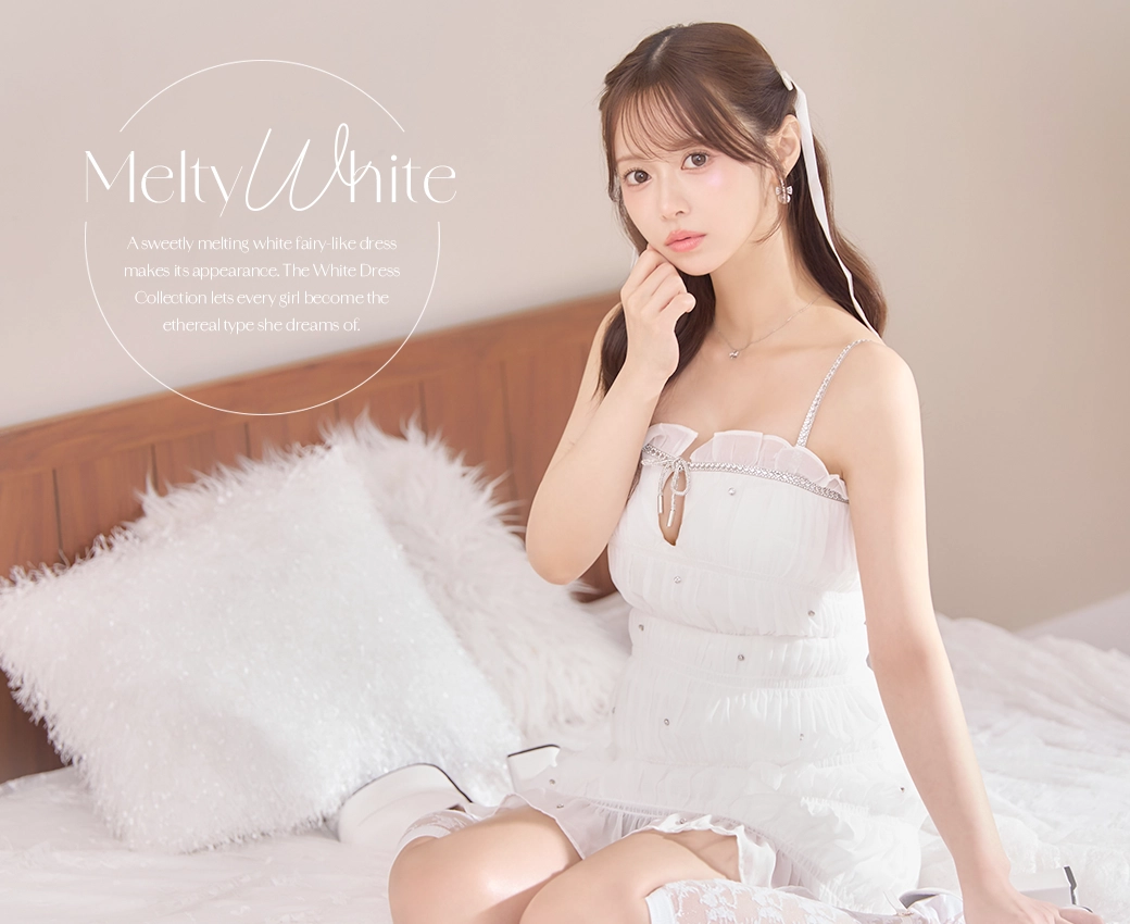 リボンビジューシャーリングミニドレス/キャバドレス