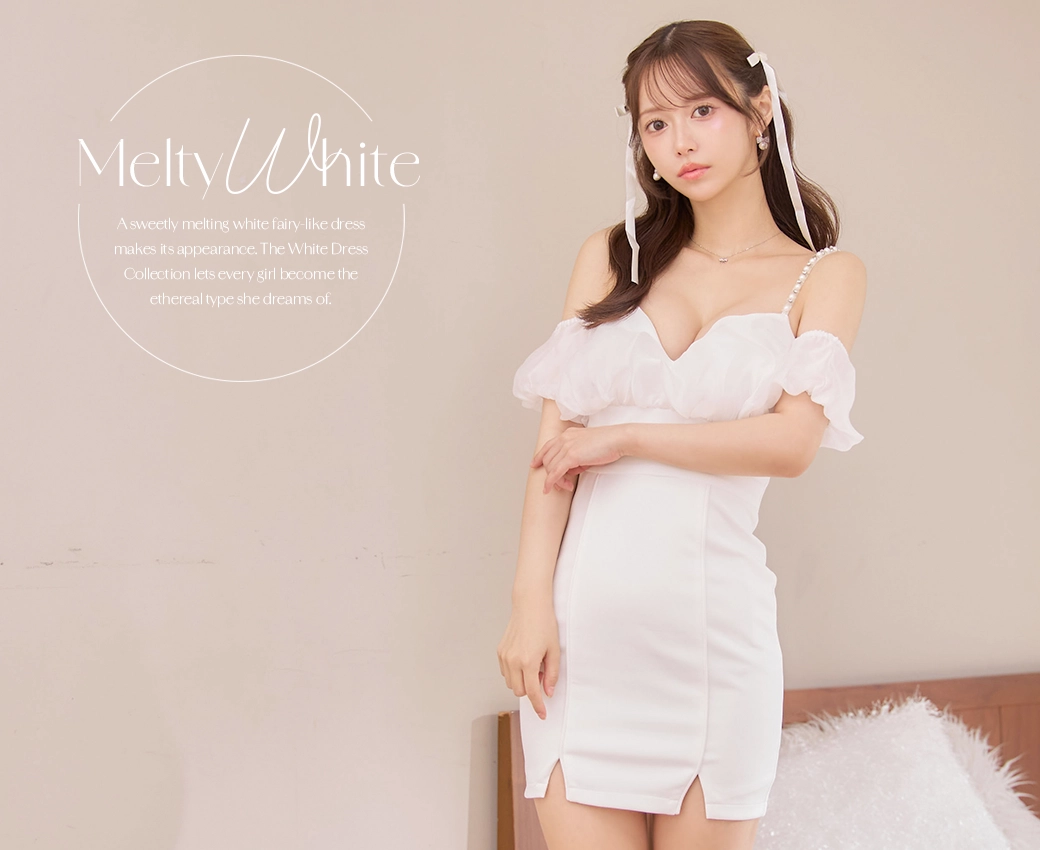 バルーンシフォンスリーブタイトミニドレス/キャバドレス