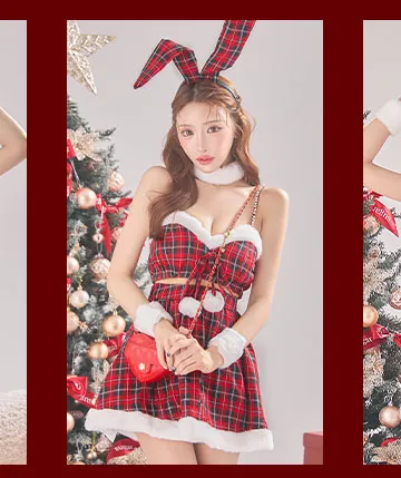 レッドチェックバニーサンタ
