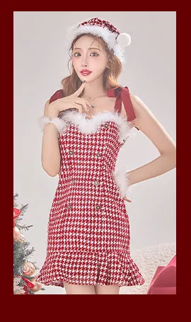 ショルダーリボン千鳥タイトサンタコスプレ