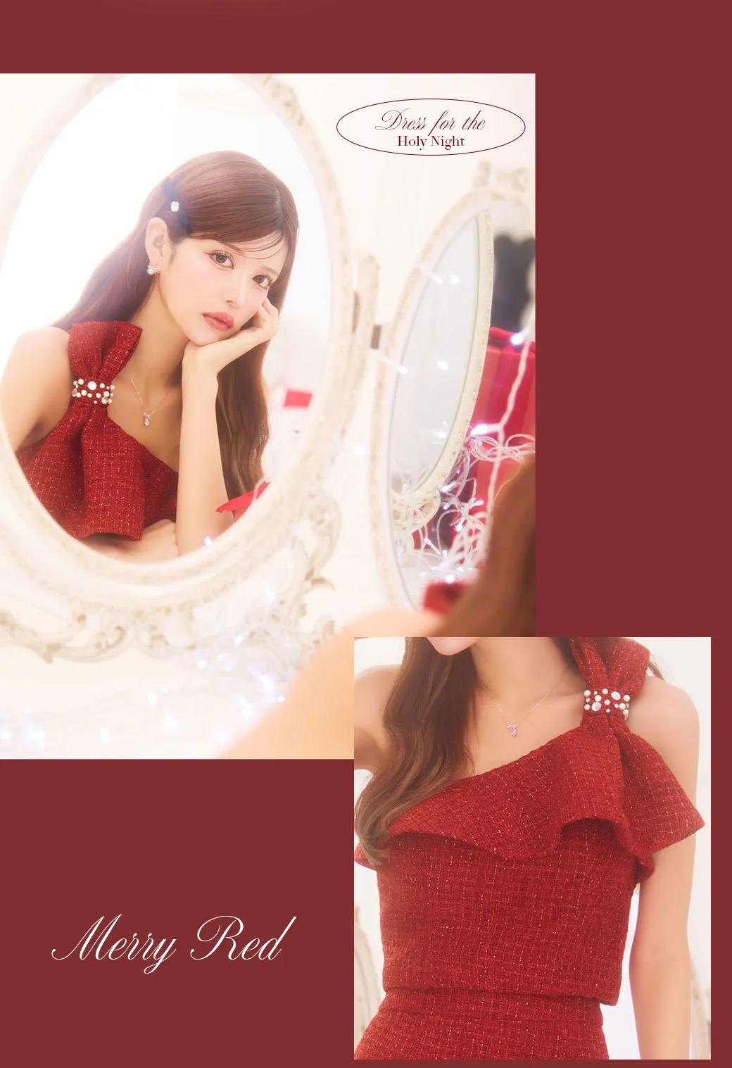 ワンショルダーリボンフリルセットアップ