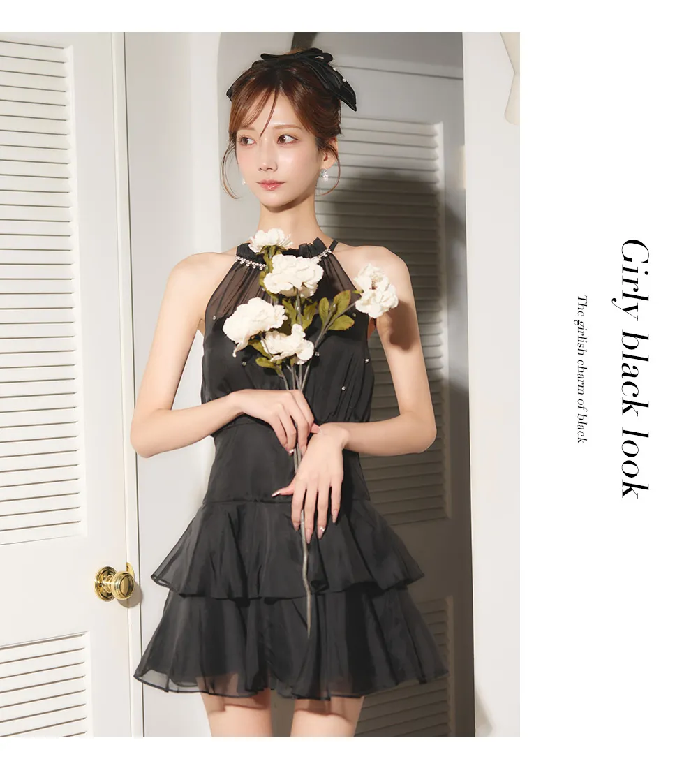 アメスリビジューティアードフレアワンピース/キャバドレス