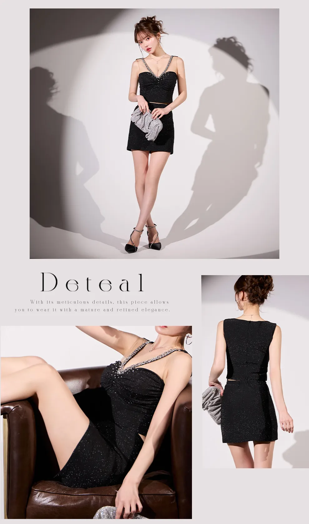 ビジューリボンマーメイドミニドレス/キャバドレス3