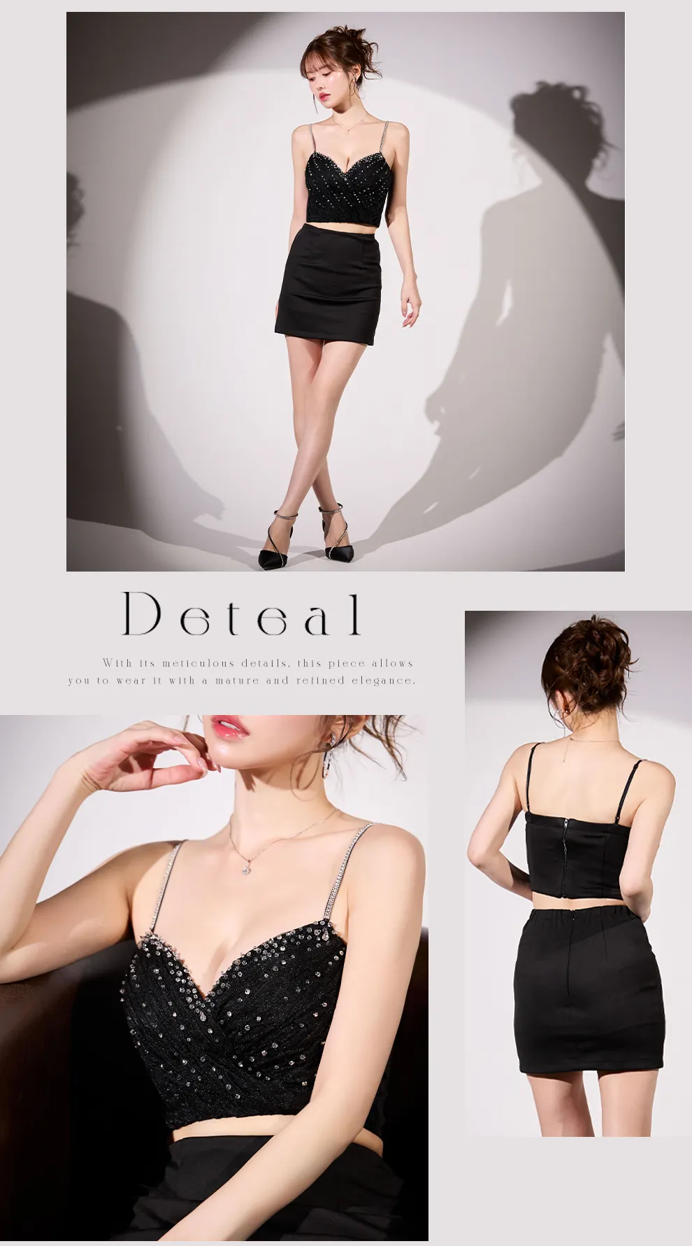 フロントビジューラメロングドレス