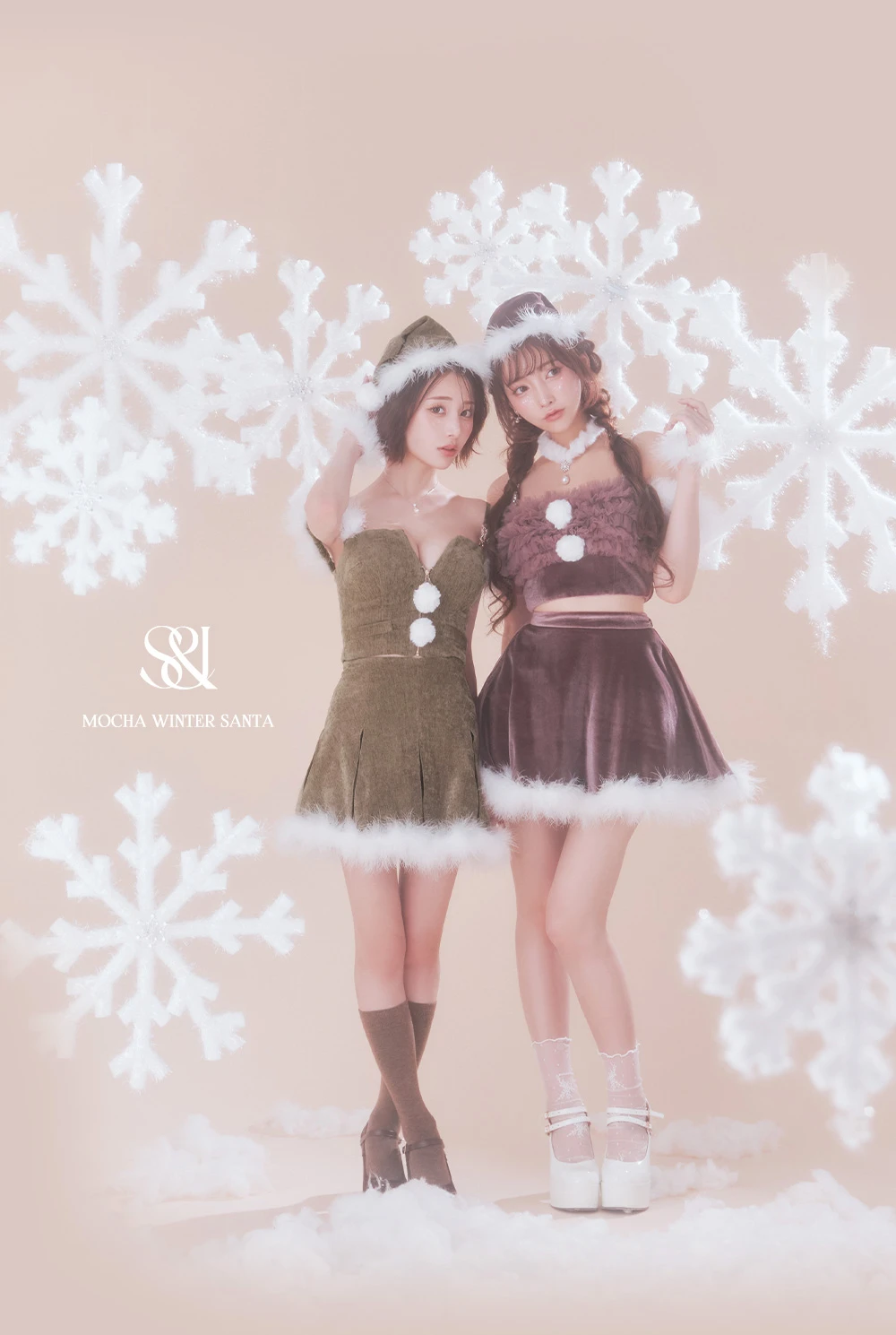 【サンタ】ファーショルダーシースルーフレアサンタコスプレ【コスプレ5点セット】1